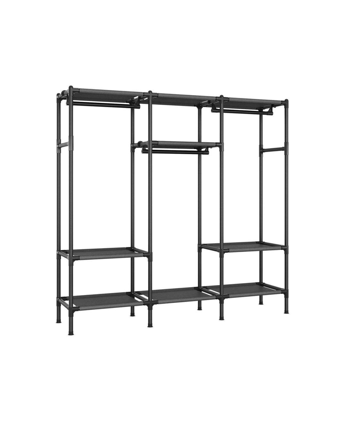 Slickblue 74.8” High Clothes Rack with Hanging Rails in Black