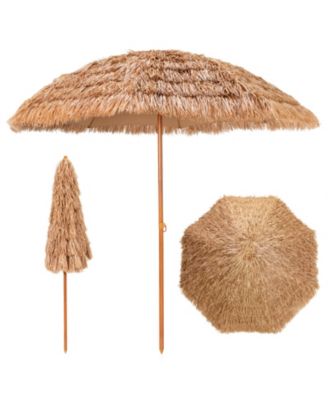 8 Feet Patio Thatched Tiki Umbrella Hawaiian Hula Beach Umbrella