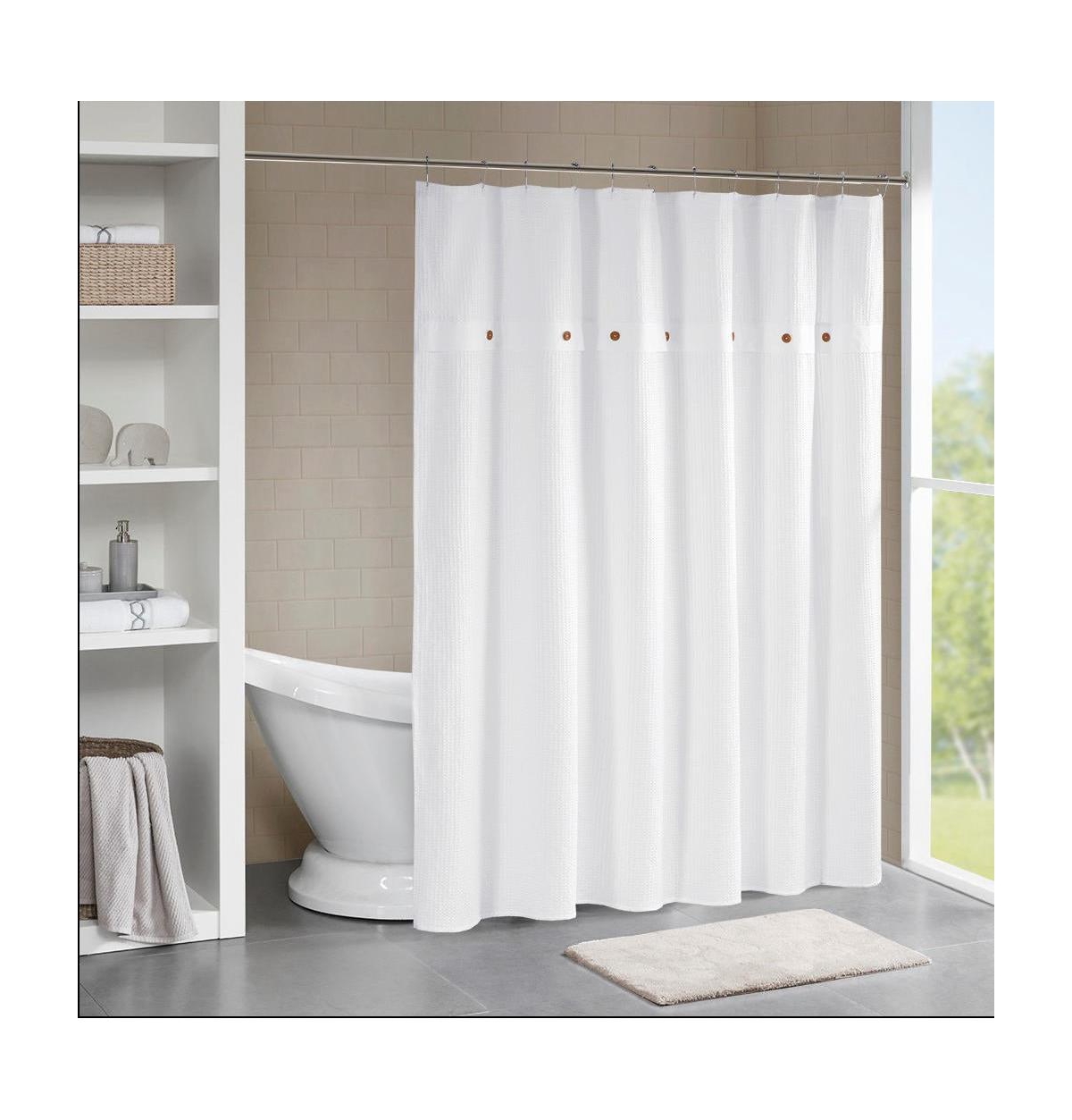Home Outfitters 100% Cotton Waffle Shower Curtain 72