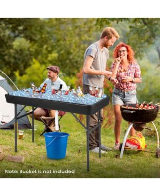 4 Feet Plastic Party Ice Folding Table with Matching Skirt-Black