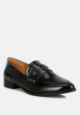 London Rag Womens Winged Patent Pleather Penny Loafers