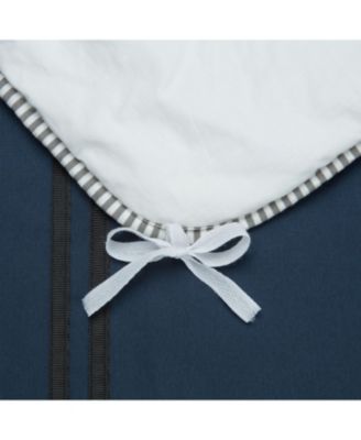 Premium Bordered Navy Duvet Comforter Cover Bedding Set Queen Size - Stich 3-Piece Set Luxurious Minimalist Style Brushed Microfiber Comforter Cover - Ultra Soft Breathable Stain Resistant