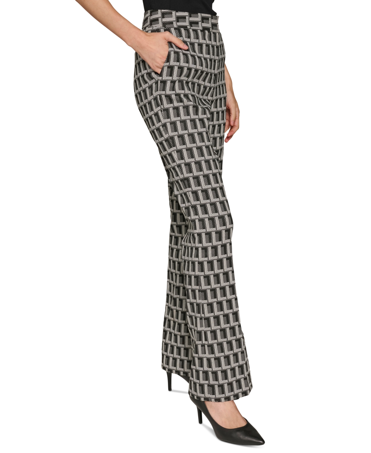 Karl Lagerfeld Paris Women's Monogrammed Straight-Leg Pants - Soft White