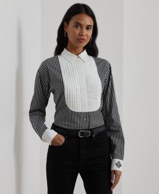 Lauren Ralph Lauren Women's Striped Bib-Front Broadcloth