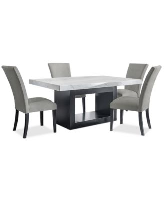 Kellet 5 Pc. Rectangular Marble Dining Set (Table & 4 Side Chairs), Created for Macy's