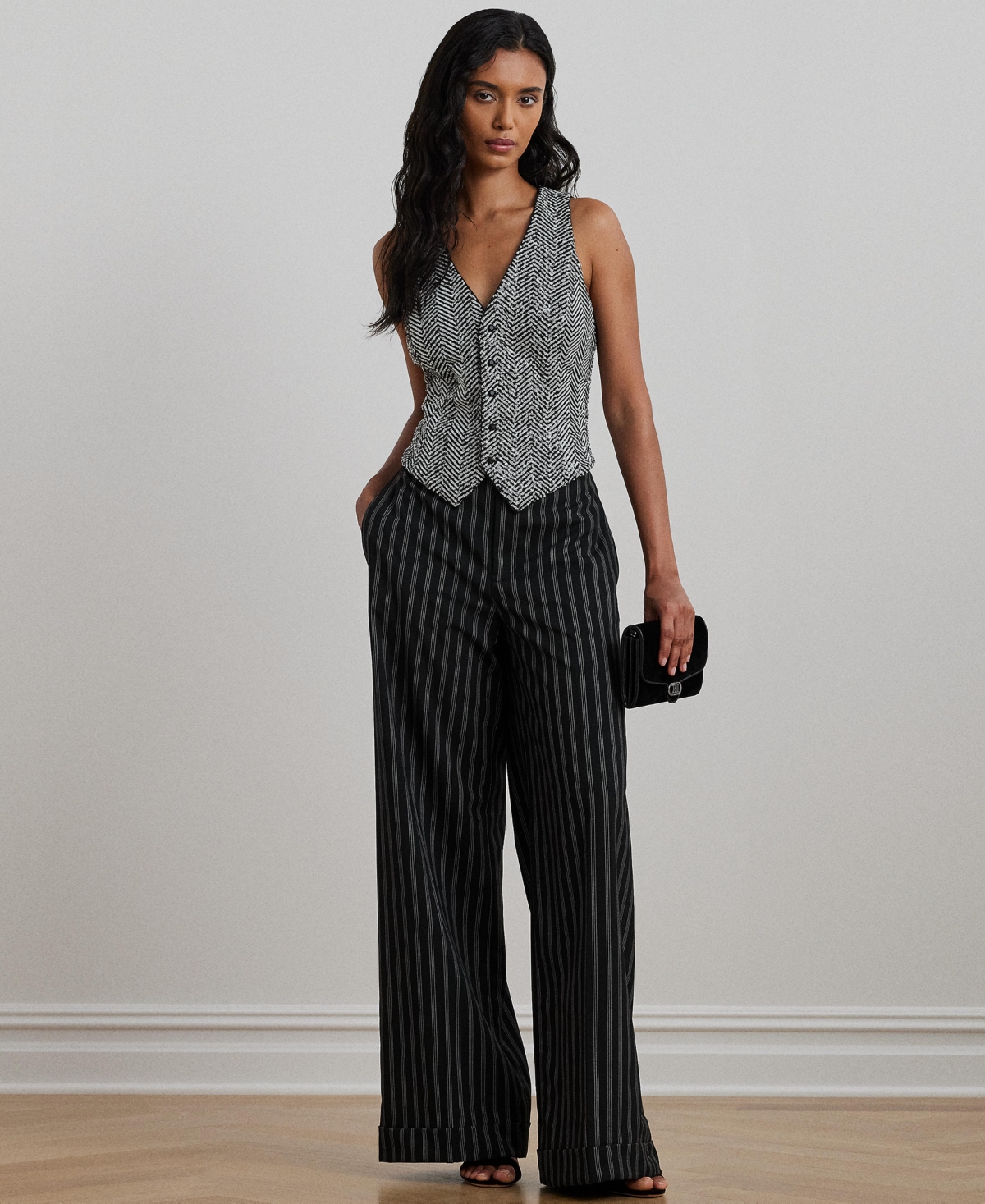 Lauren Ralph Lauren Women's Sequined Herringbone Vest
