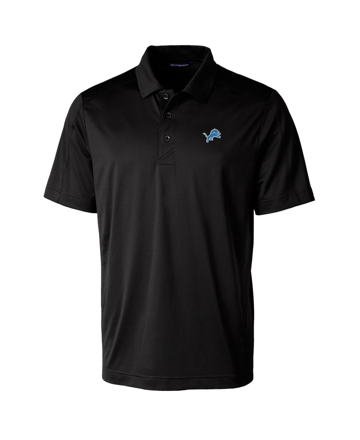 Cutter & Buck Men's Black Detroit Lions Prospect Textured Stretch Polo In Black