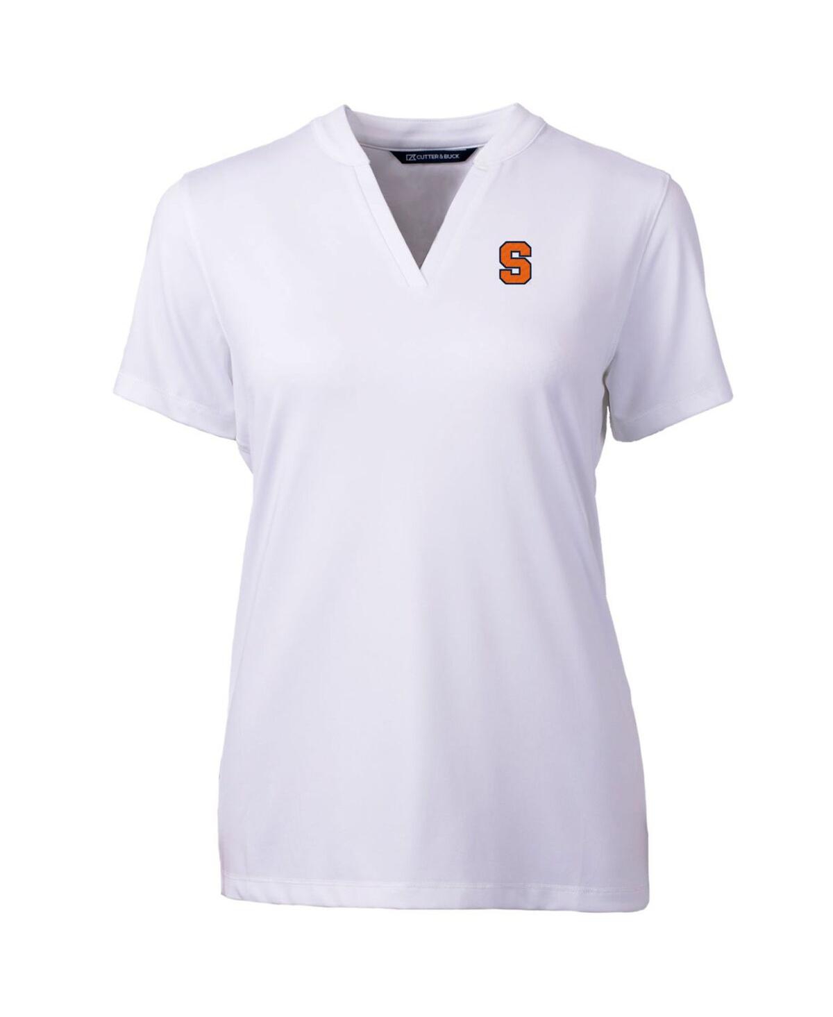 CUTTER & BUCK WOMEN'S WHITE SYRACUSE ORANGE FORGE BLADE V-NECK TOP 