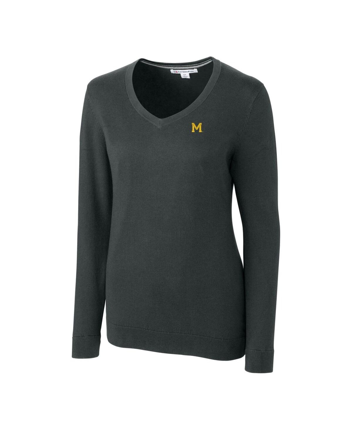 CUTTER & BUCK WOMEN'S MICHIGAN WOLVERINES LAKEMONT TRI-BLEND V-NECK PULLOVER SWEATER 
