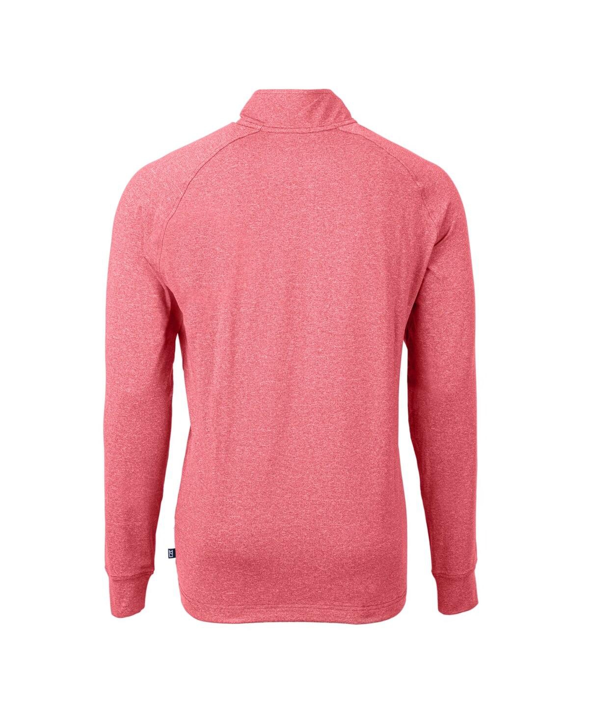 Cutter & Buck Men's Heather Red Jacksonville Jaguars Adapt Eco Knit Quarter-zip Pullover Top In Heather Red