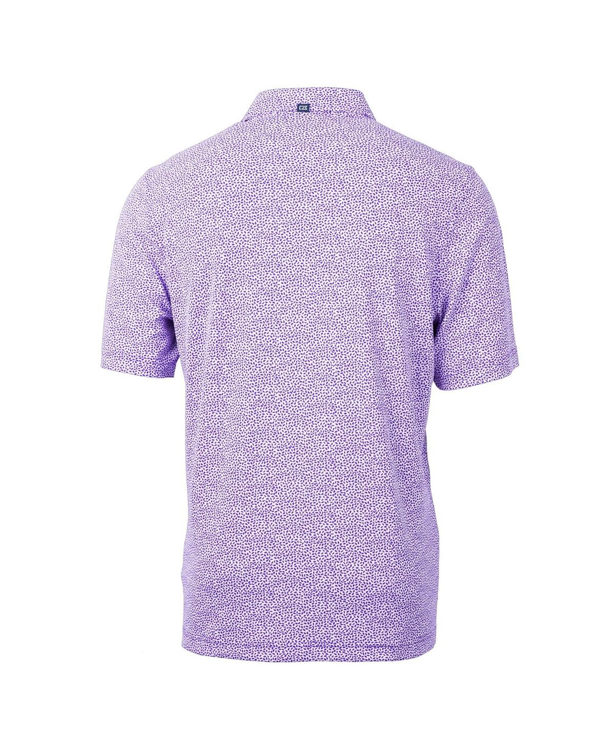 Cutter & Buck Men's Purple Minnesota Vikings Helmet Virtue Eco Pique Botanical Print Polo In Purple