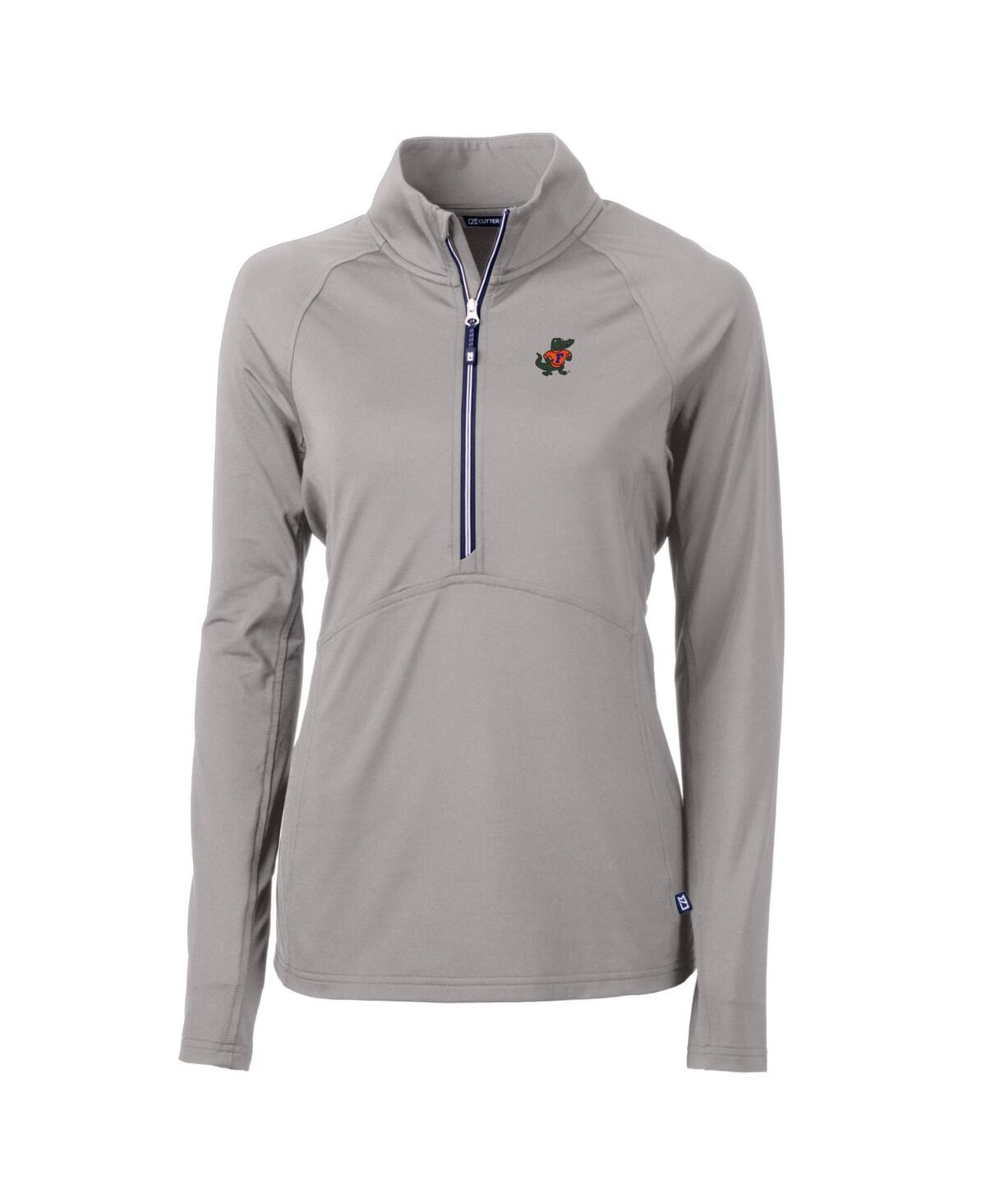 CUTTER & BUCK WOMEN'S FLORIDA GATORS ADAPT ECO KNIT STRETCH HALF-ZIP PULLOVER TOP 