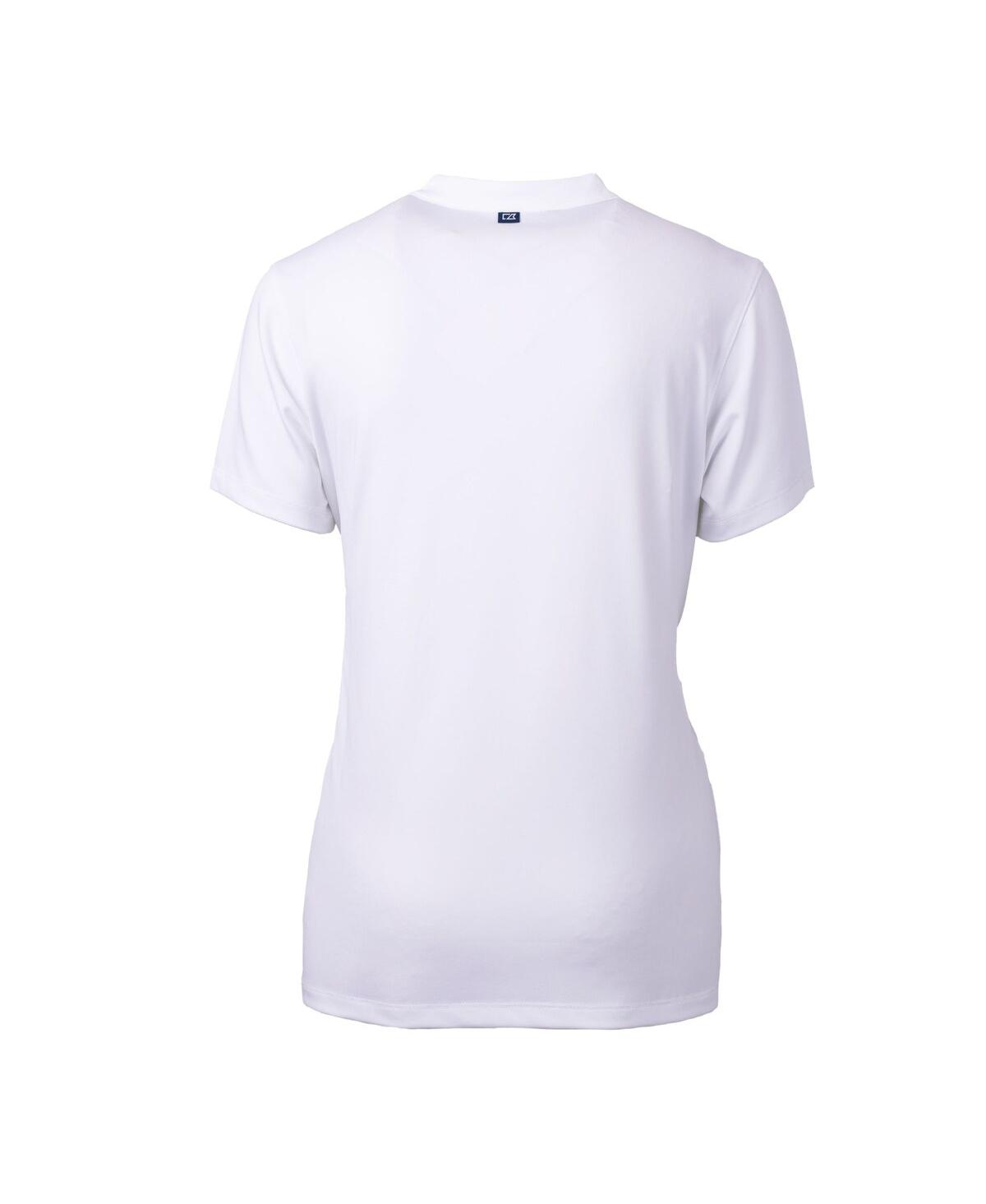 Cutter & Buck Women's White Miami Dolphins Helmet Logo Drytec Forge Stretch V-neck Blade Top In White