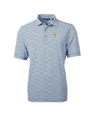 Men's Navy West Virginia Mountaineers Alumni Logo DryTec Virtue Eco Pique Botanical Print Polo