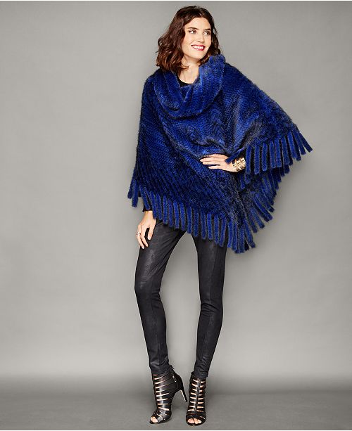 The Fur Vault Knitted Mink Fur Fringe Poncho Reviews The Fur Vault Women Macy S