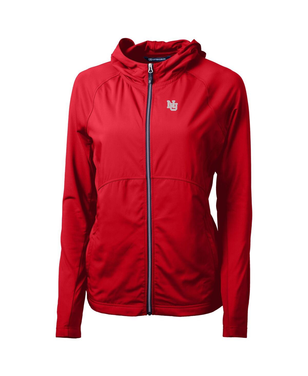 CUTTER & BUCK WOMEN'S SCARLET NEBRASKA HUSKERS ADAPT ECO KNIT HYBRID FULL-ZIP HOODIE 