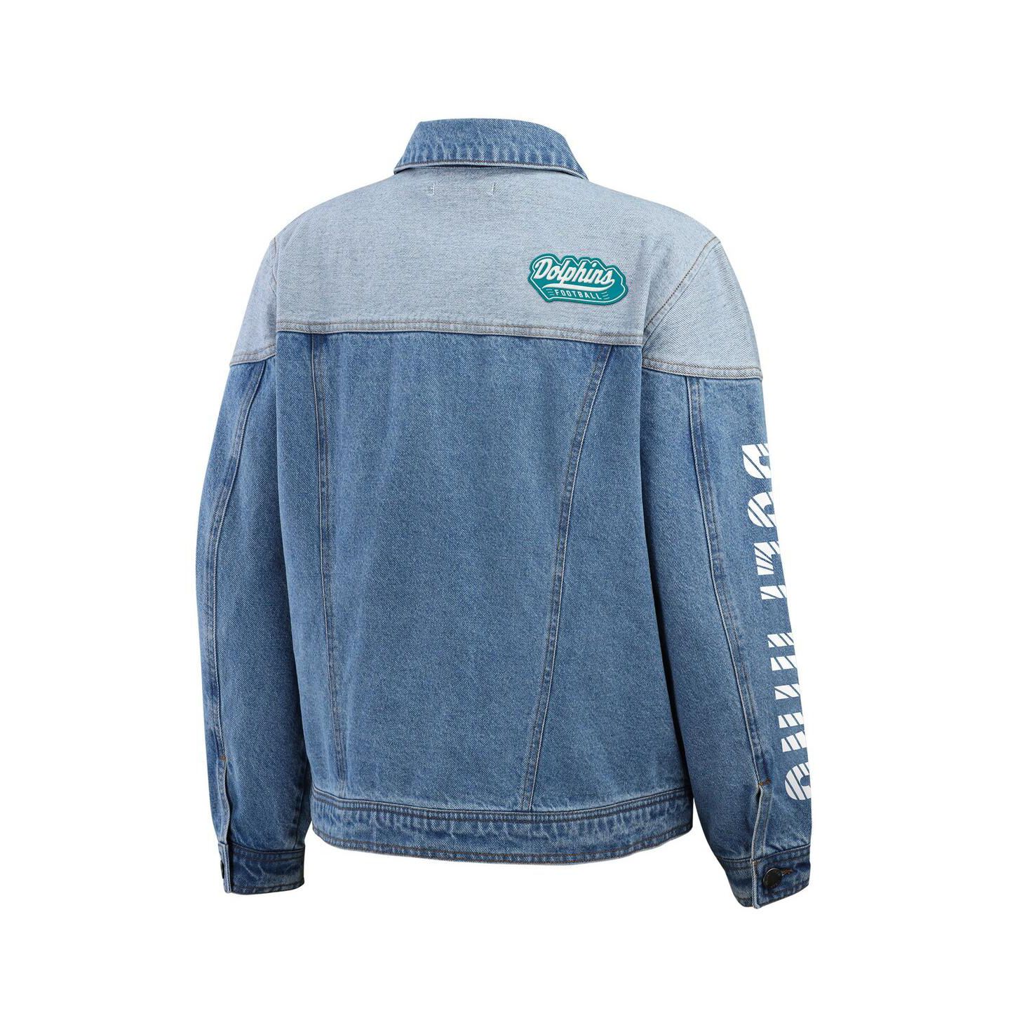 Женская куртка WEAR by Erin Andrews Miami Dolphins Full-Button Denim Jacket — фото 3