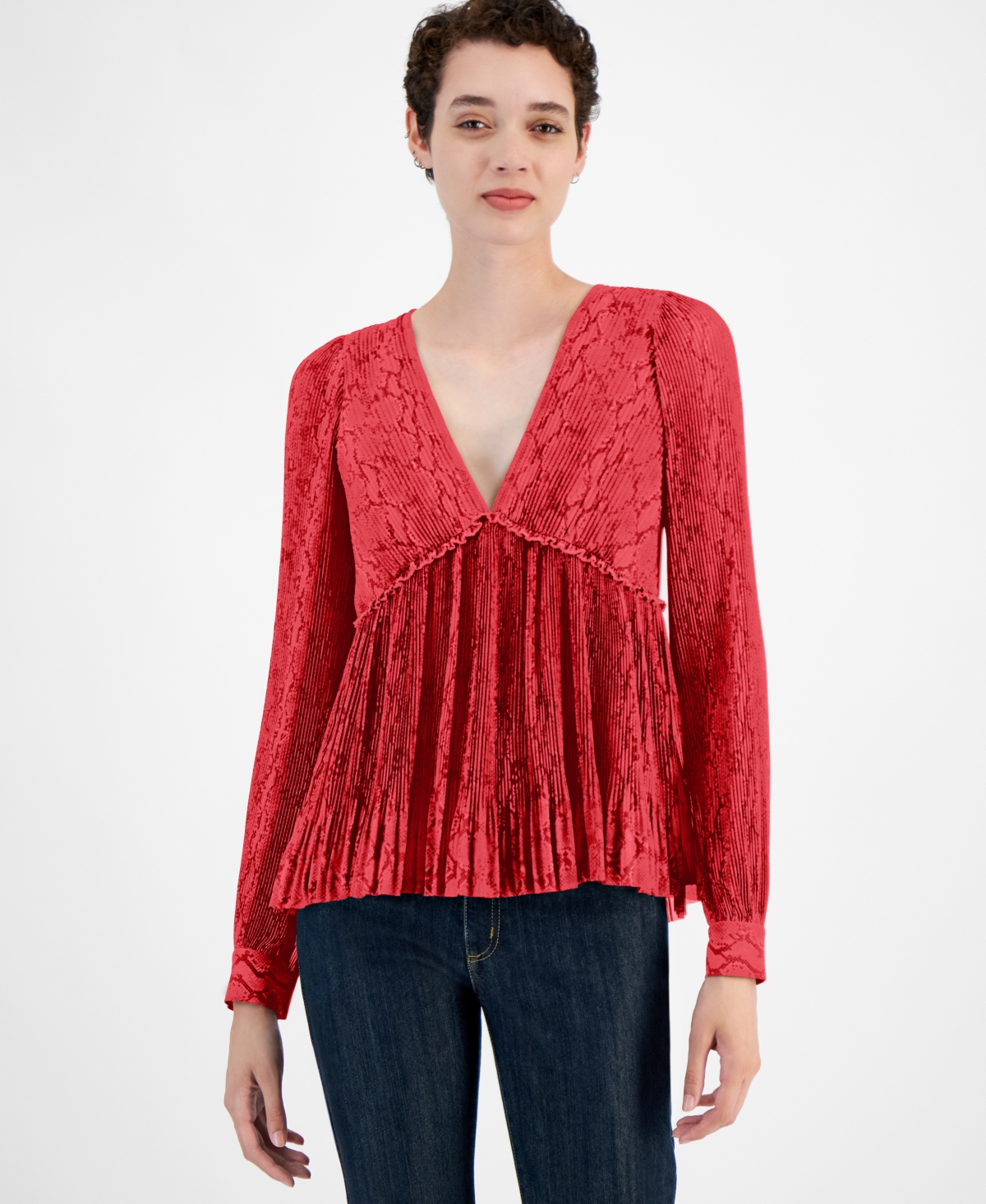 Michael Michael Kors Women's Printed Pleated Top