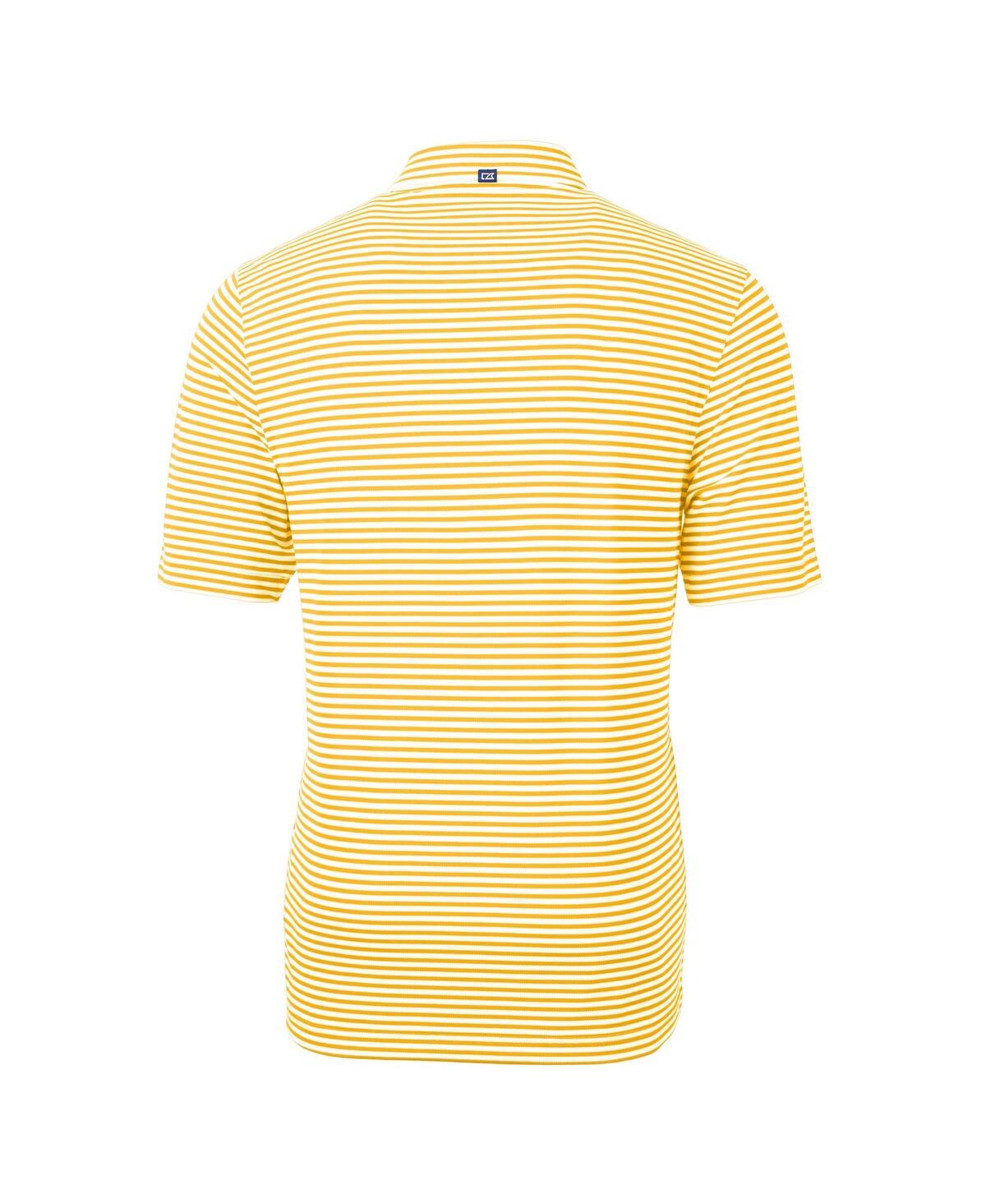 Cutter & Buck Men's Minnesota Golden Gophers Vault Drytec Virtue Eco Pique Stripe Polo In Gold