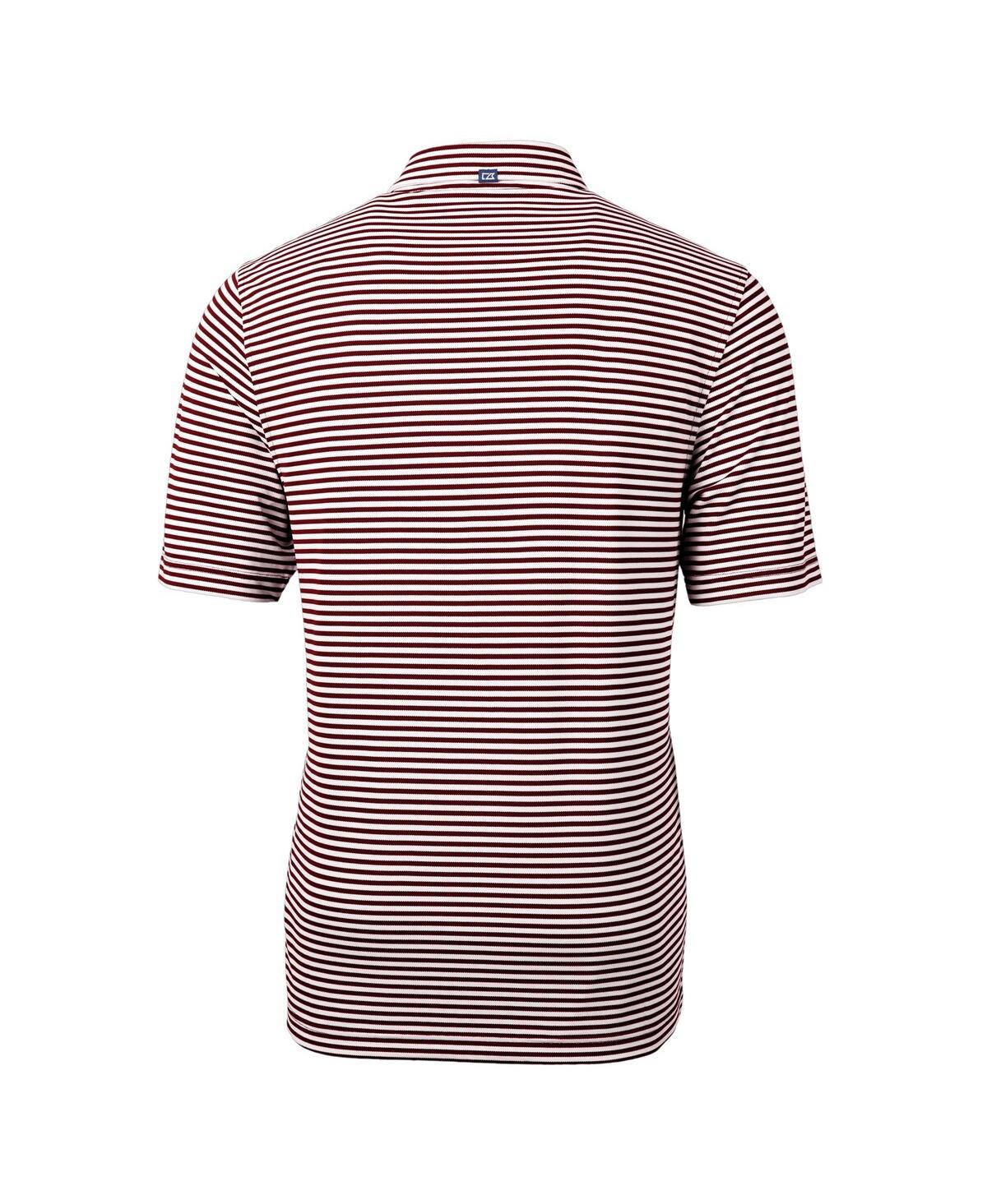 Cutter & Buck Men's Minnesota Golden Gophers Vault Drytec Virtue Eco Pique Stripe Polo In Maroon