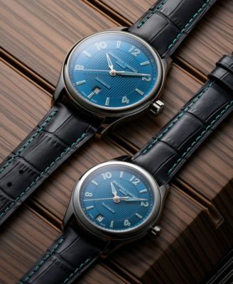 Women's Swiss Automatic Runabout Blue Leather Strap Watch 36mm