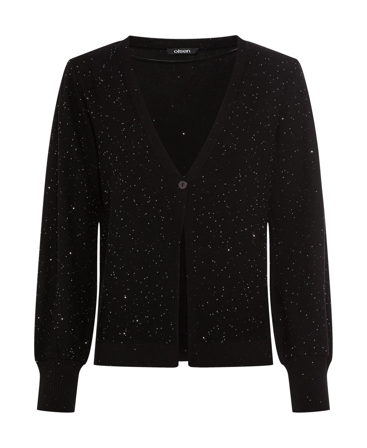 Olsen Women's Cotton Blend Long Sleeve Allover Sparkle Cardigan