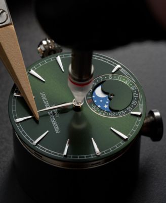 Men's Swiss Automatic Classic Moonphase Date Manufacture Green Leather Strap Watch 40mm