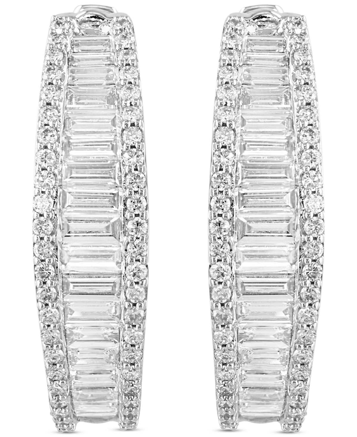 EFFY COLLECTION EFFY LAB GROWN DIAMOND BAGUETTE & ROUND HOOP EARRINGS (2-3/8 CT. T.W.) IN 14K WHITE OR YELLOW GOLD 