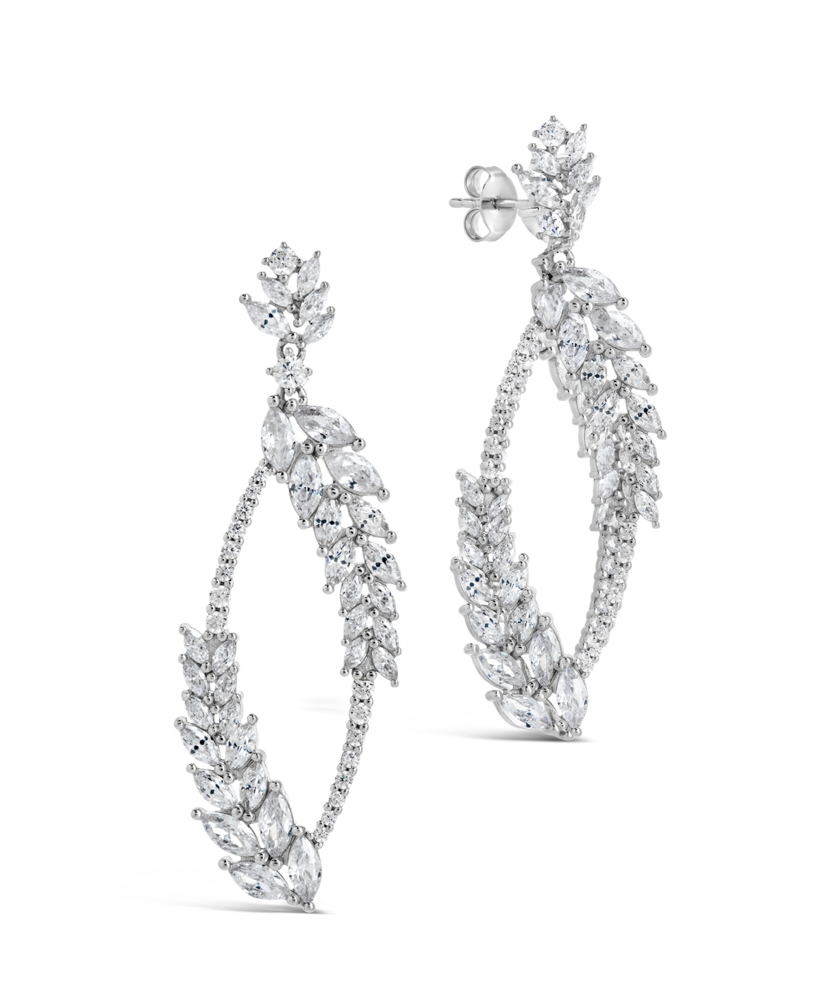 Sterling Forever Gail Statement Cubic Zirconia Drop Earrings In Silver