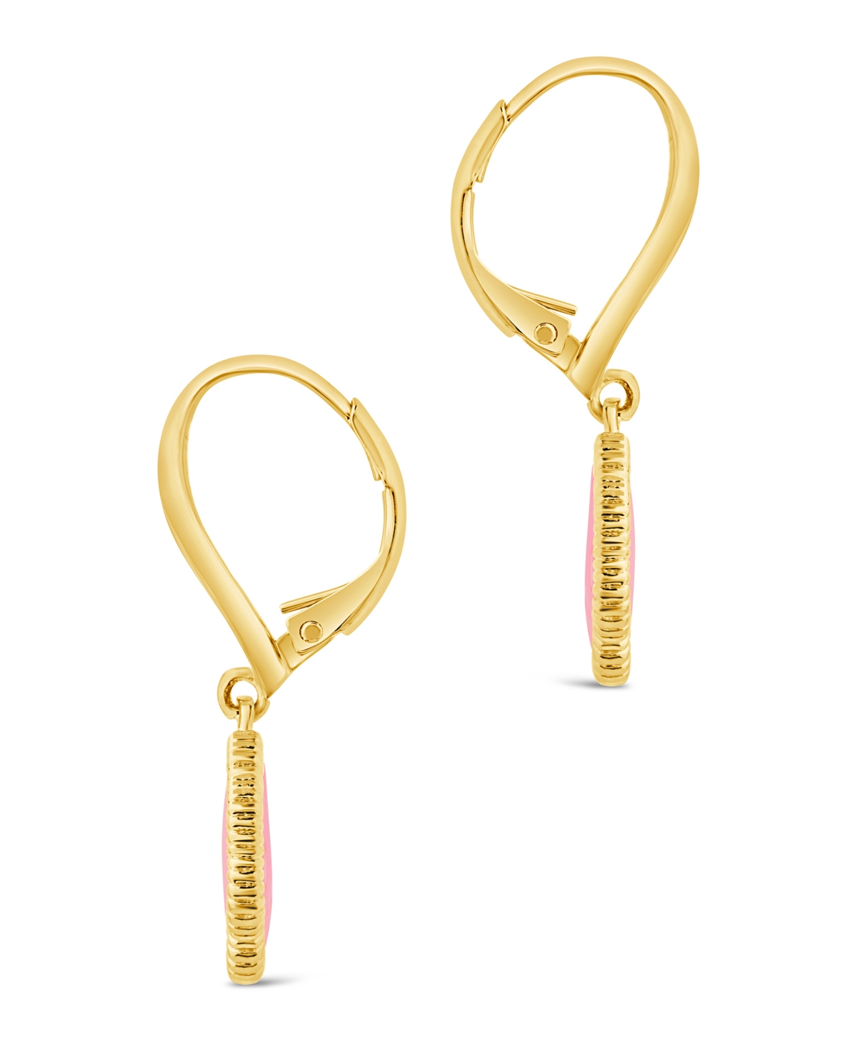 Shop Sterling Forever Rose Petal Short Drop Earrings In Gold,pink Enamel