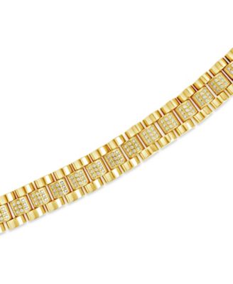 Cubic Zirconia Accent Watch Band Chain Bracelet