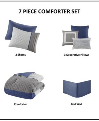 Jenson 7-Pc. Color Block Stripe Comforter Set, Queen
