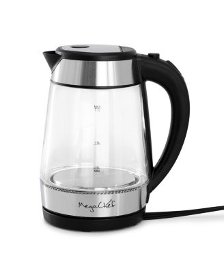 1.7 Quart Glass and Stainless Steel Electric Tea Kettle in Silver