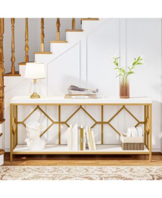 71 Inch Extra Long Sofa Table, Narrow Long Sofa Console Tables Behind Couch Table with Open Storage Shelf