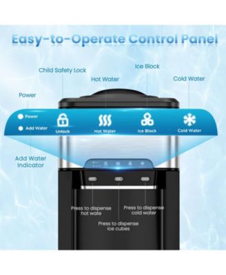 Water Cooler Dispenser 3-in-1 with Built-in Ice Maker and 3 Temperature Settings