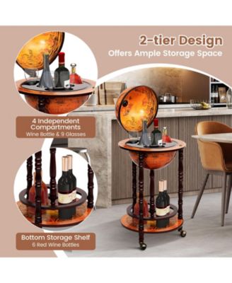 16th Century Wood Globe Wine Bar Stand