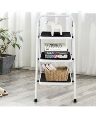 Folding 3-Step Ladder with Handgrip and Anti-Slip Platform
