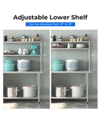 48 x 12 Inch Kitchen Stainless Steel Over shelf with Adjustable Lower Shelf