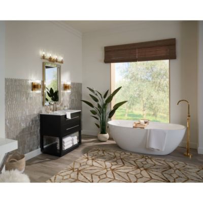 Gillery Modern Wall Light Sconce Warm Brass Hardwire 5" 2-Light Fixture Clear Glass Rods for Bedroom Bathroom Vanity Reading Living Room Home