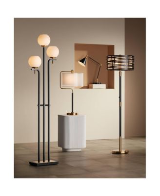 Acadia Modern Floor Lamp 71" Tall Black Warm Gold Metal 3-Light Frosted White Glass Globe Shades Decor for Living Room Reading House Bedroom Home Office House