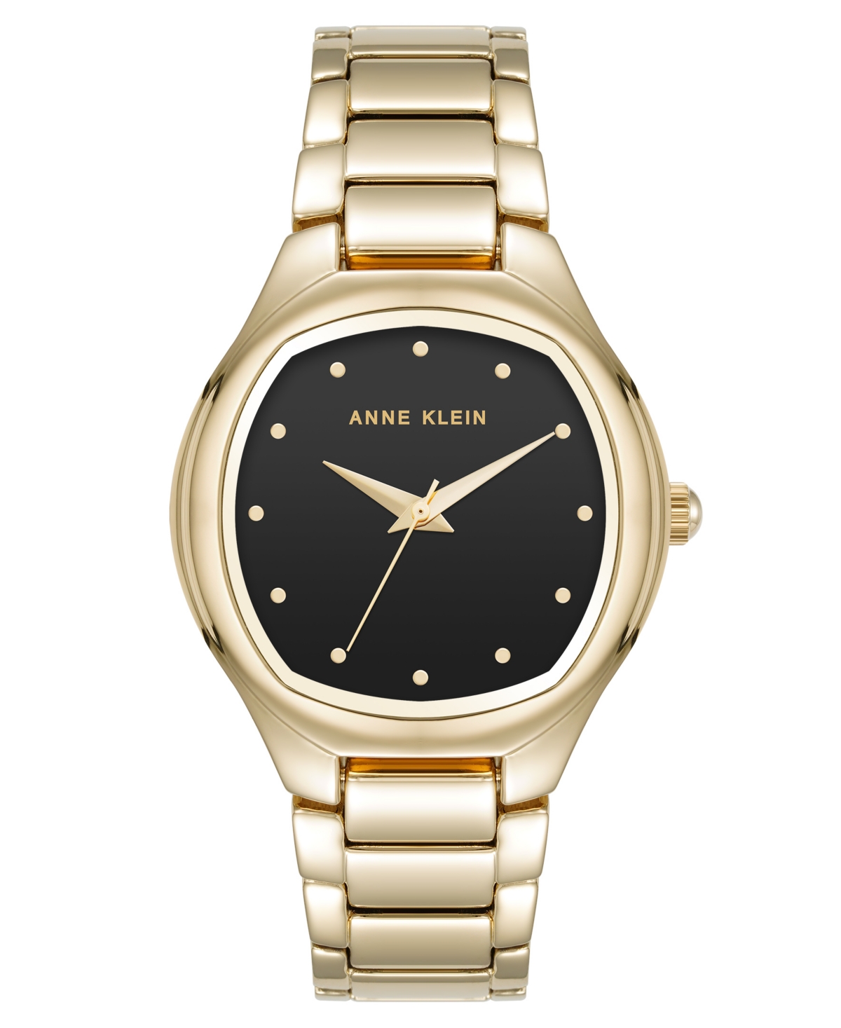 Women's Quartz Everyday Cushion Black and Gold-Tone Alloy Metal Bracelet Watch, 32mm - Black, Gold-Tone