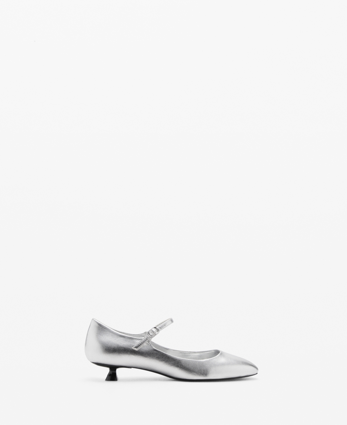 Mango Chaussures Boucle Talon Kitten Heel In Silver