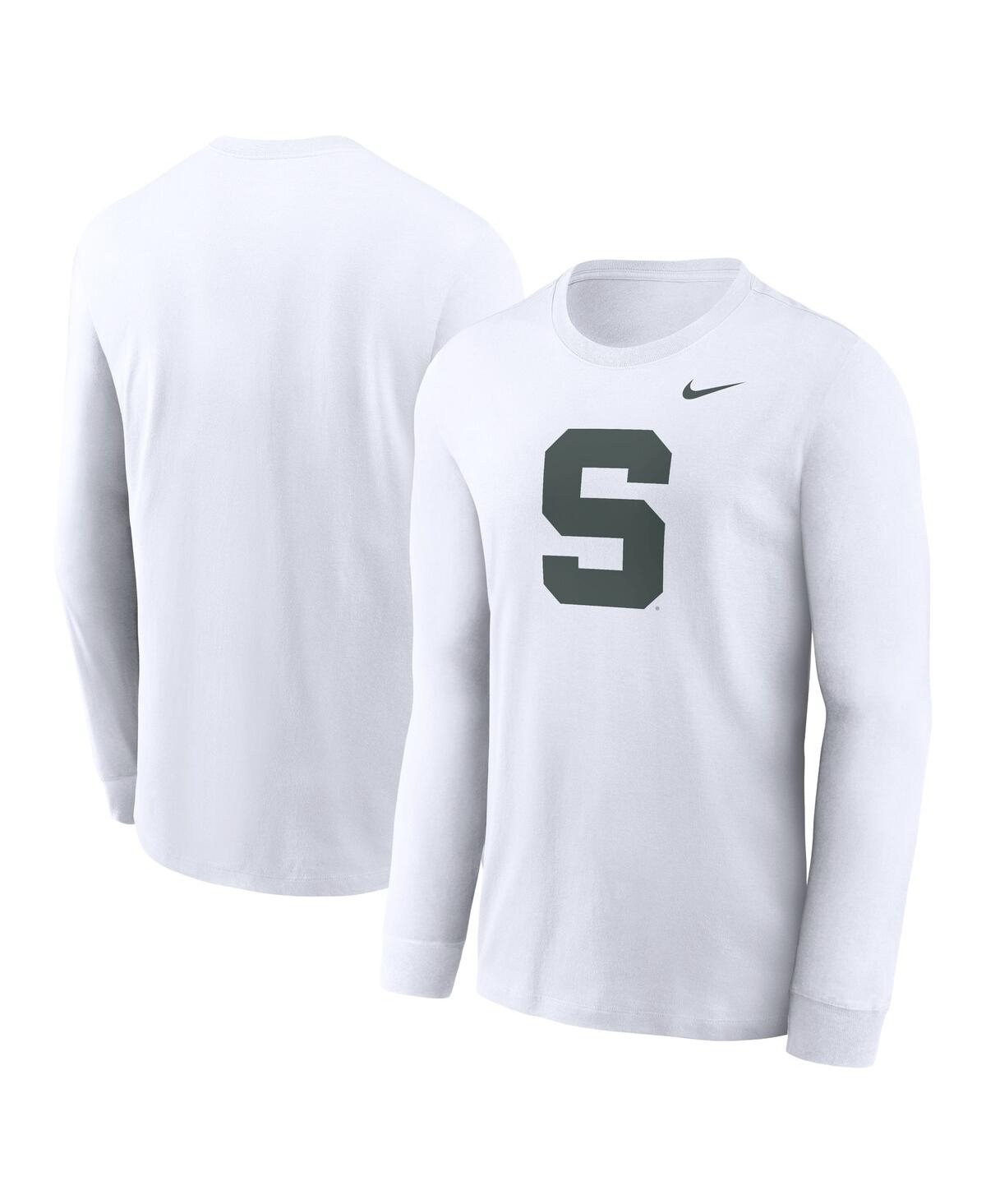 Nike Men's Michigan State Spartans Alternate Logo Long Sleeve T-shirt In White