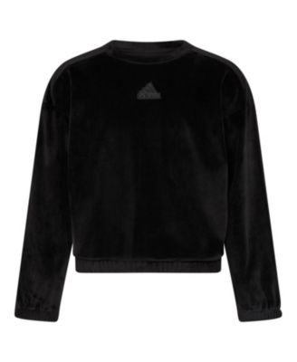 Big Girls Long Sleeve Rib Velour Crewneck Pullover Sweatshirt