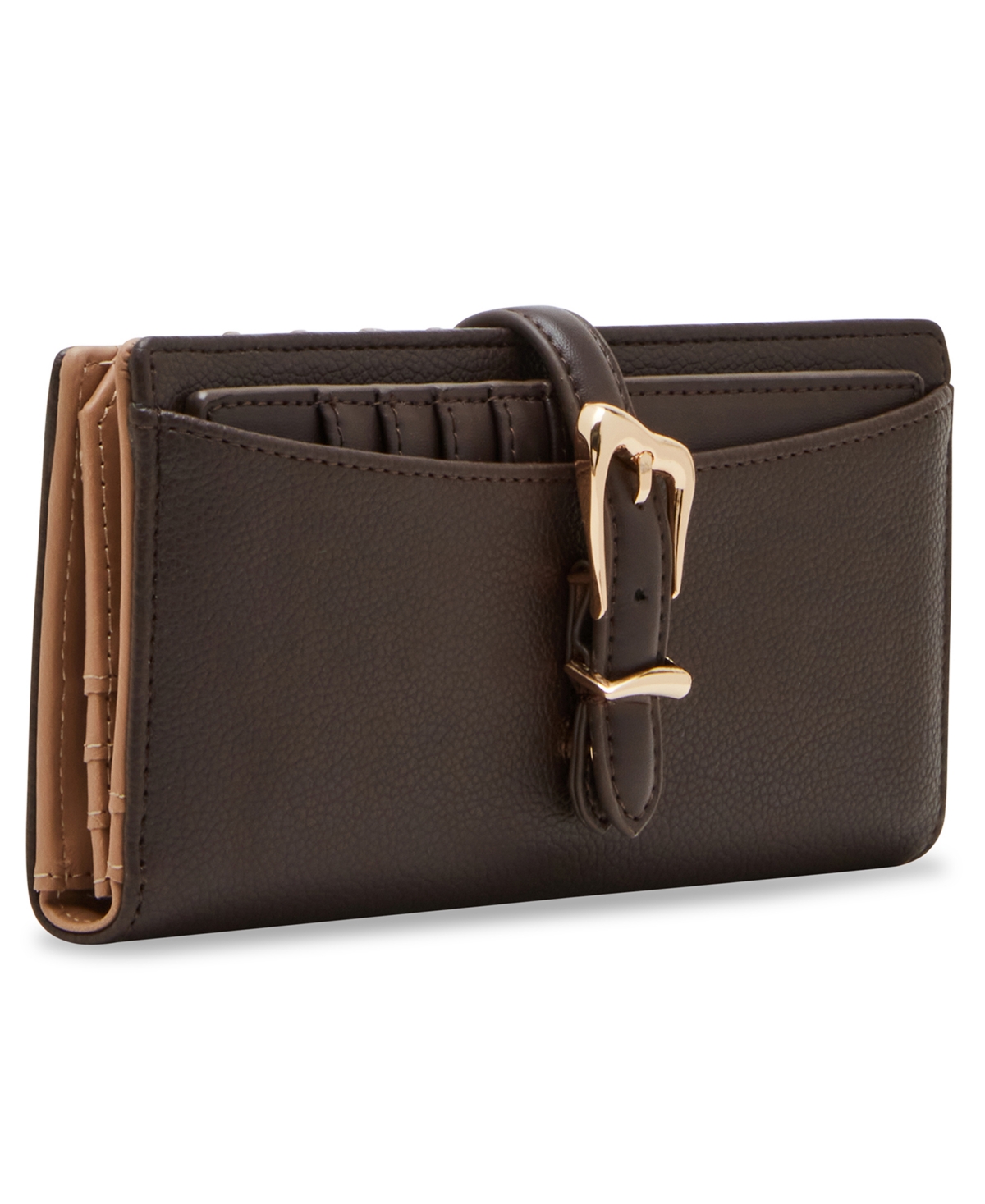 Anne Klein 2 Piece Gift Set With Sculpted Buckle Wallet And Removeable Card Organizer In Black