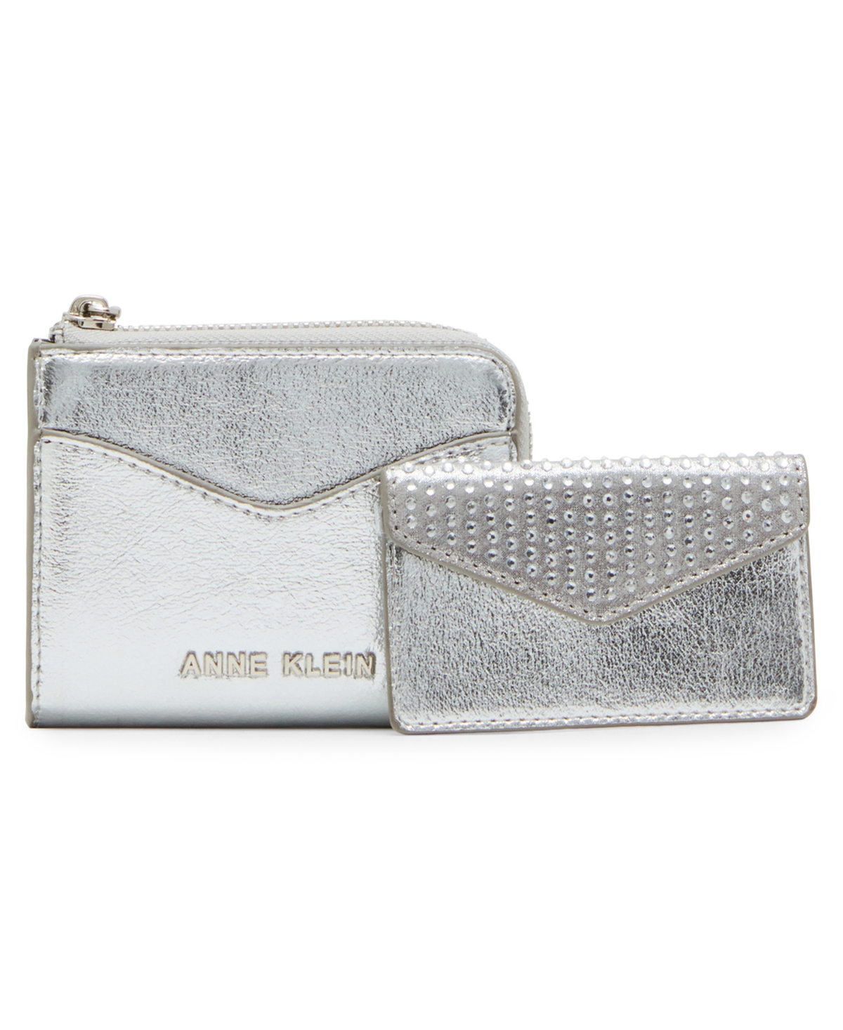 ANNE KLEIN 2 PIECE ENVELOPE FLAP CURVED WALLET WITH RHINESTONES 