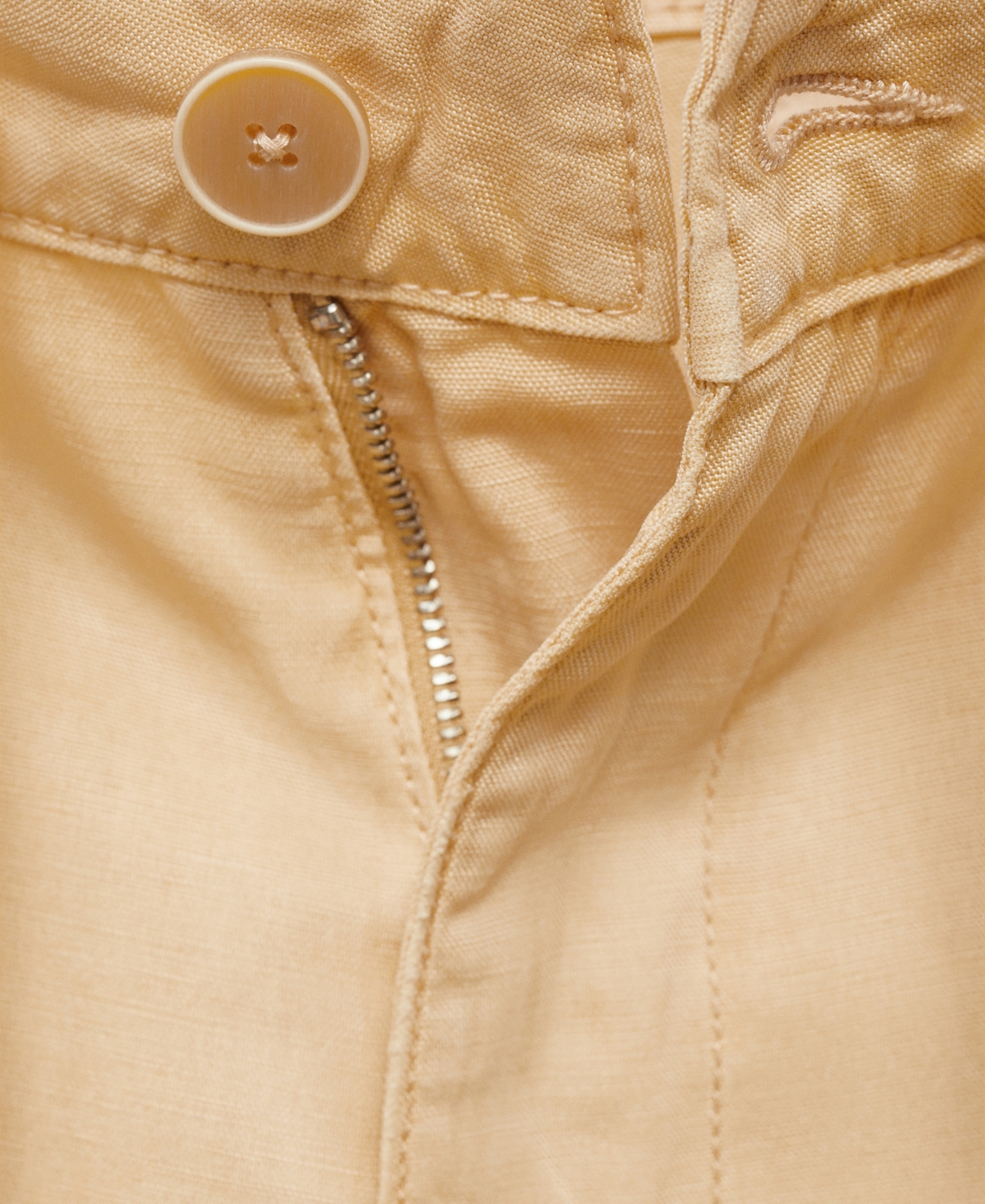 Mango Linen Cargo Pants In Sand