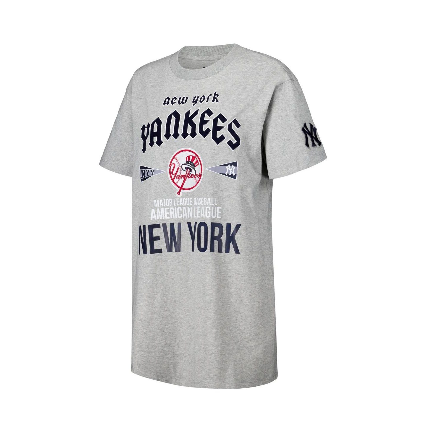Женское платье Pro Standard Heather Gray New York Yankees Oversized City Tour T-Shirt — фото 3