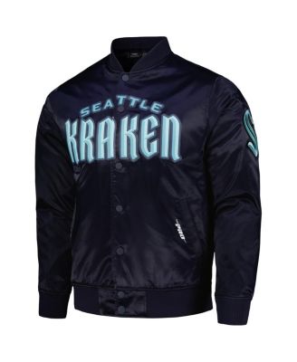 Men's Deep Sea Blue Seattle Kraken Classic Satin Full-Snap Jacket