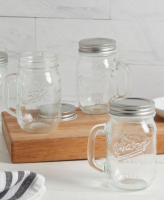 4 Piece Glass Jars with Handles and Lids